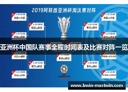 亚洲杯中国队赛事全程时间表及比赛对阵一览